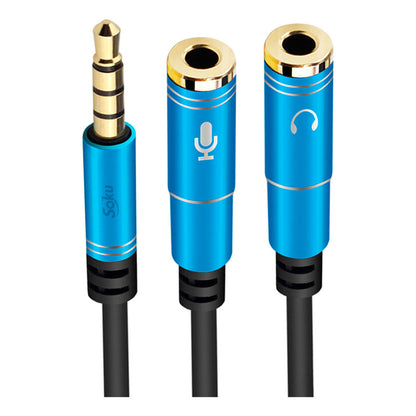 Soku Cable Divisor De Audio 3.5 Mm Mic Grabación Audifonos