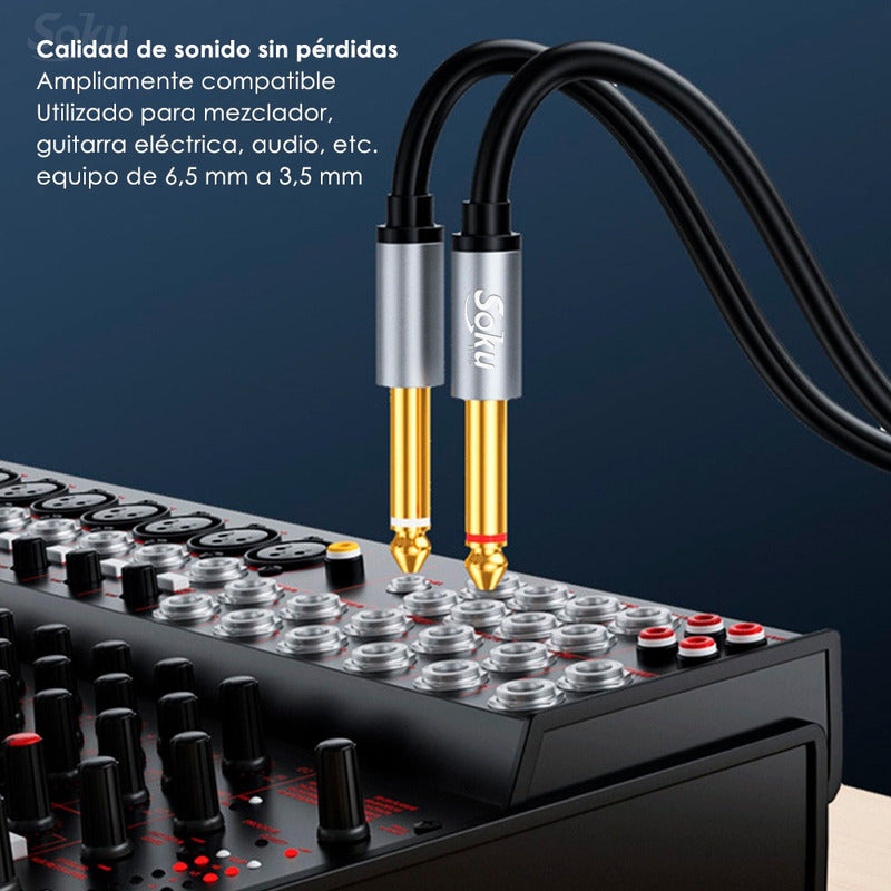 Soku Cable Estandard Jack 3.5mm Macho A 6.35mm Doble Macho