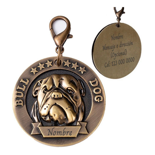 Placa Perro Personalizada Inoxidable  Razas Medalla Grande