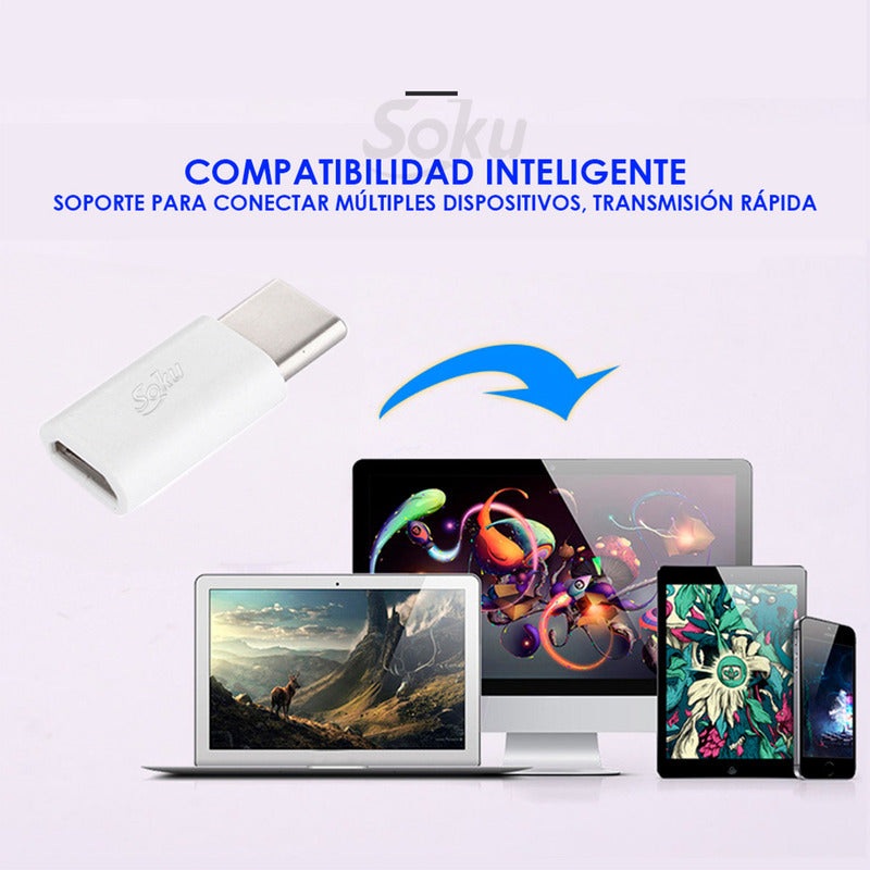 Soku 2 Adaptadores Tipo C A  Micro Usb V8 2.0 Universal
