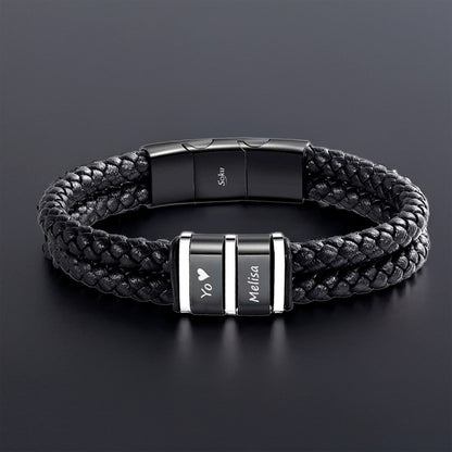 Soku Pulsera Personalizada Piel Acero Inoxidable Titanio