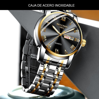 Reloj Hombre Acero Inoxidable Fluorecente Fechador Lujo Bs