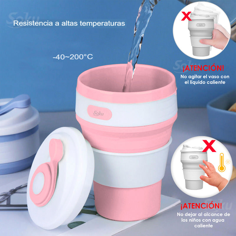 Vaso Termico Plegable Portable Cafe Hermetico Certificado
