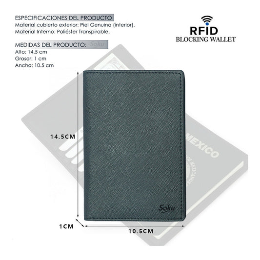 Cartera Billetera Funda Viaje Pasaporte Antirrobo Piel Rfid