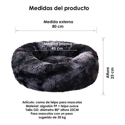 Cama Nido Puff  Felpa Extra Suave Perro Mascota Grande