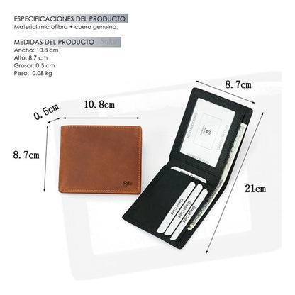 Cartera Billetera Antirrobo Microfibra Piel Premium Genuina