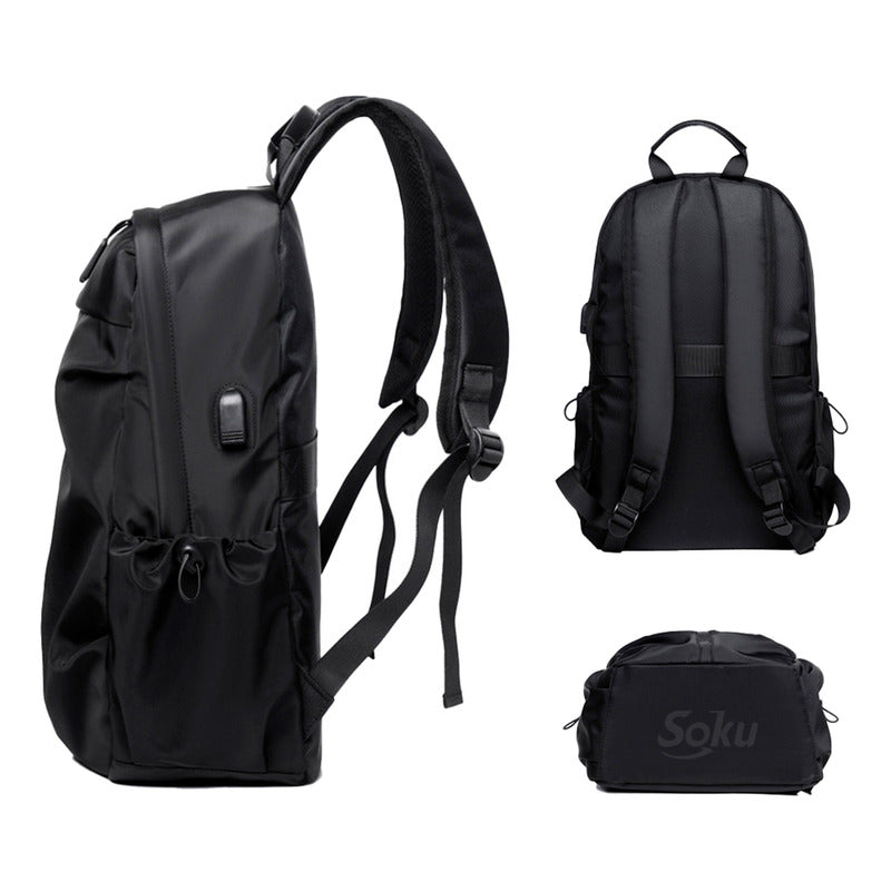 Soku Mochila Premium Contra Agua Laptop 14 Amplia Viaje