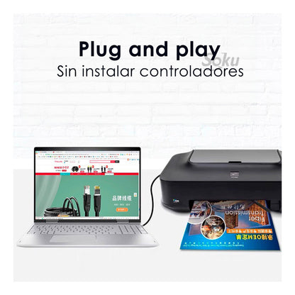 Cable Impresora Usb 3.0 A B Macho Universal Rapida 5g 1.5m