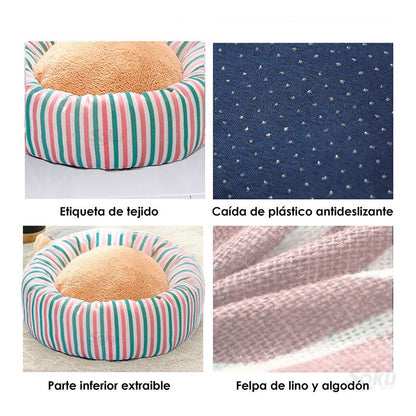 Cama Nido Perro Gato Firme Extra Suave Cojin Extraible Lino