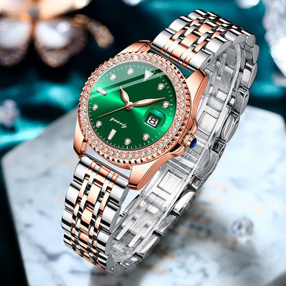 Reloj Acero Inoxidable Brillantes Esfera Fechador Cx