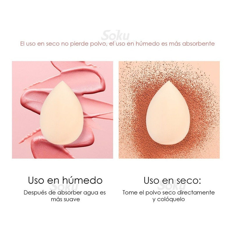 Soku Esponja Maquillaje Humedo Seco Foam Estuche Viaje