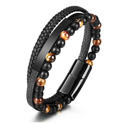 Soku Pulsera Personalizada Piel Piedra Acero Titanio