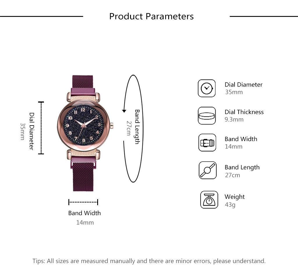 10 Relojes Mayoreo Iman Mujer Metal Magneto Brilla Noche