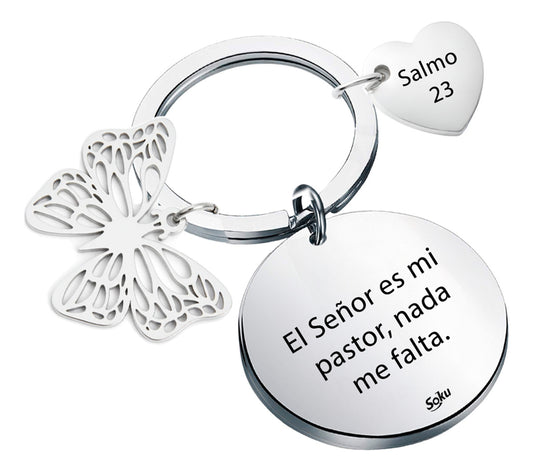 Soku Llavero Personalizado Inoxidable Dedicatoria Mariposa