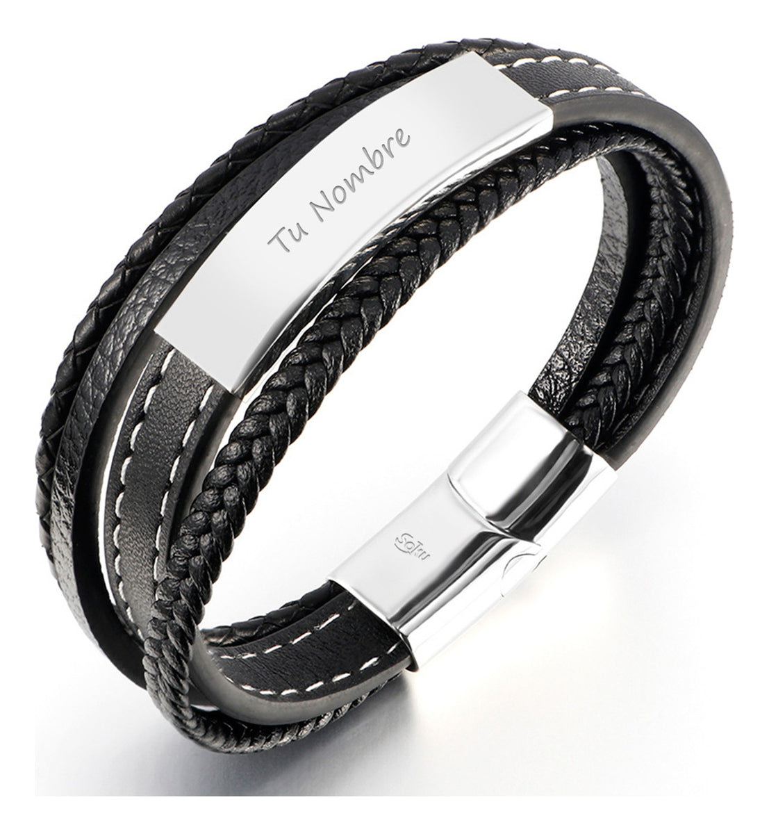 Soku Pulsera Personalizada Piel Acero Inoxidable Titanio