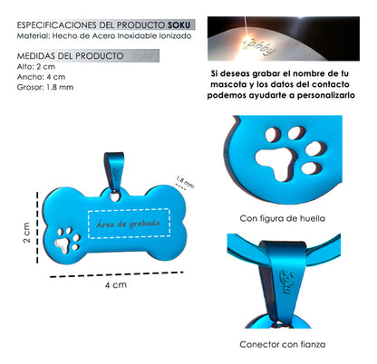 Soku Placa Personalizada Perro Huella Gato Tag Inoxidable