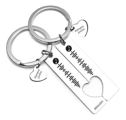 Llaveros Pareja Personalizado Spoti Mensaje Acero Inoxidable