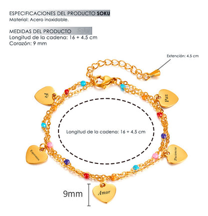 Pulsera Corazón Personalizada Grabado  Acero Titanio