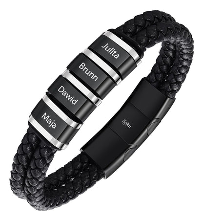 Pulsera Personalizada Piel Acero Inoxidable Titanio Soku