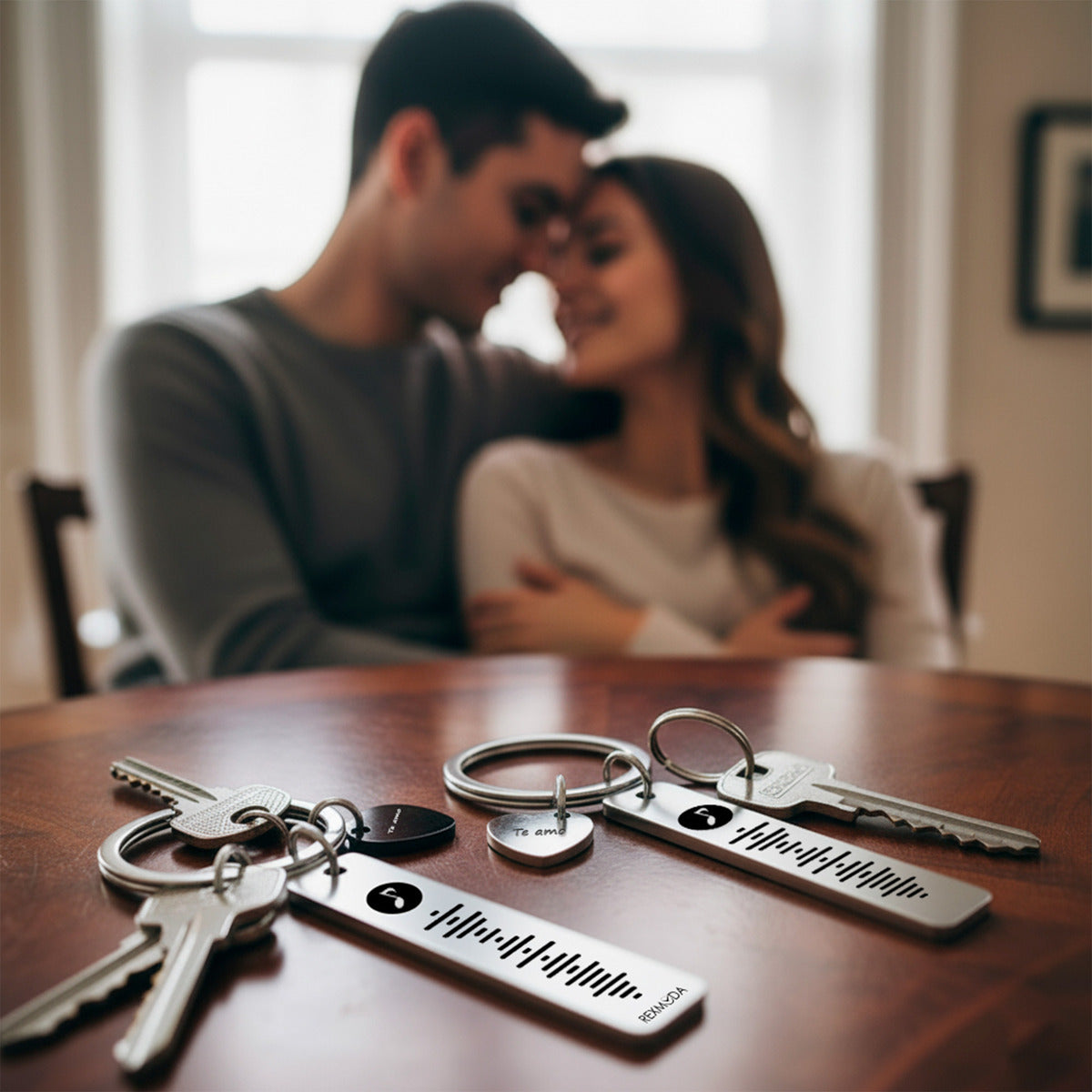 Llaveros Pareja Personalizado Acero Inoxidable Corazon