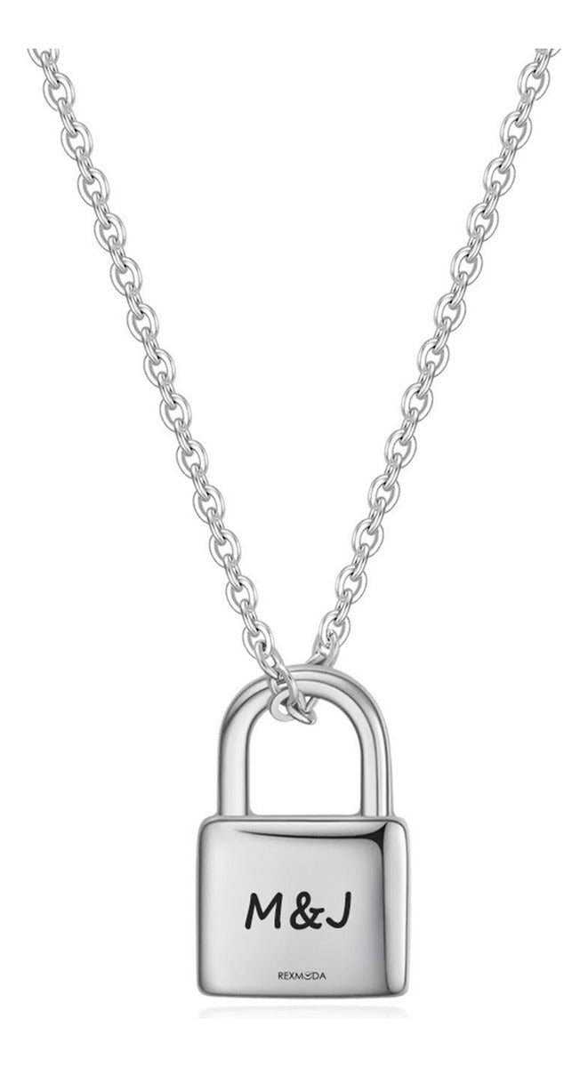 Collar Con Dije Personalizado Candado Inoxidable Rexmoda