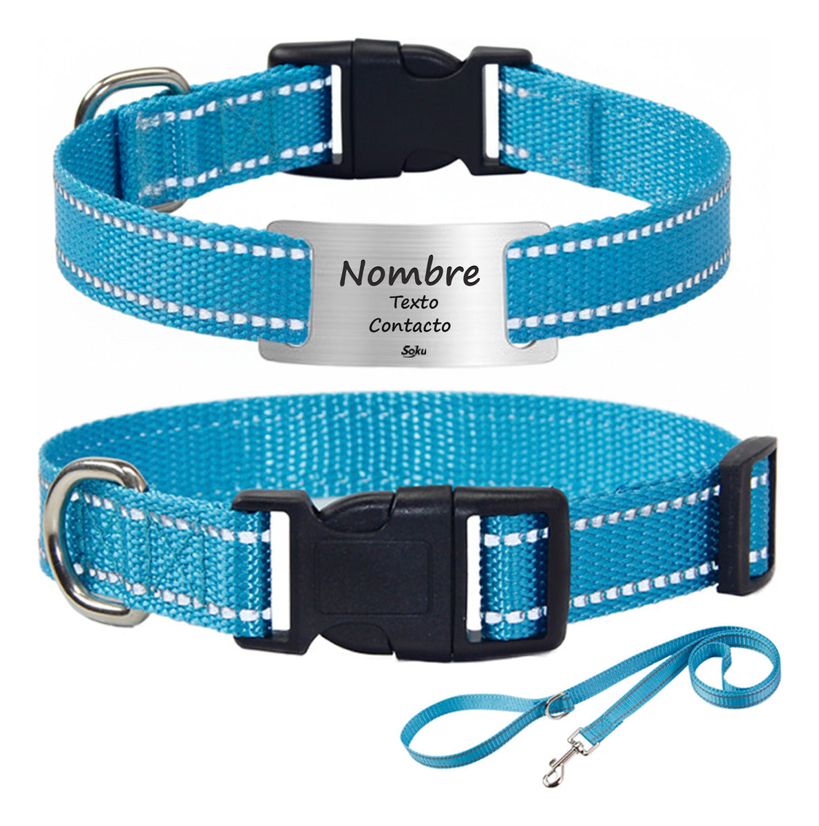 Soku Collar Raza Chica Personalizado Correa Perro Gato Masco