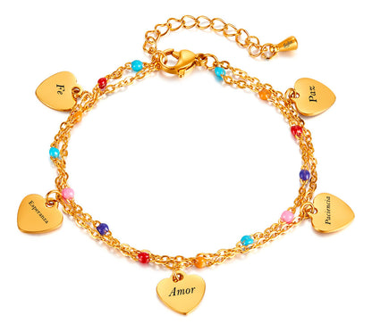 Soku Pulsera Corazón Personalizada Grabado  Acero Titanio