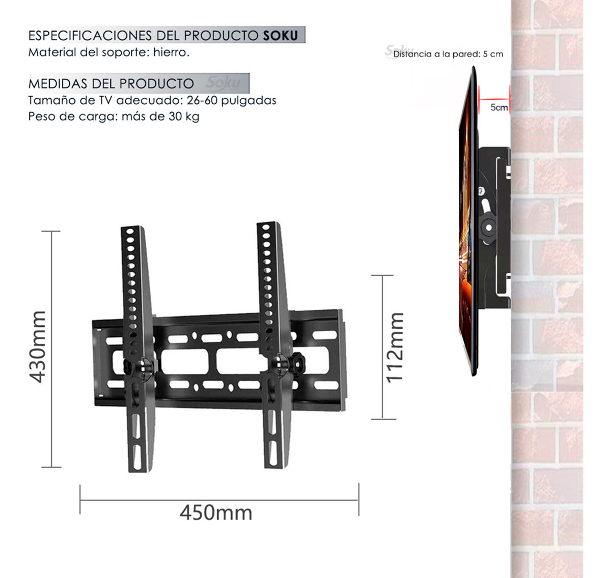 Soku Soporte Base Pantalla Tv 26 A 60 In Extra Firme