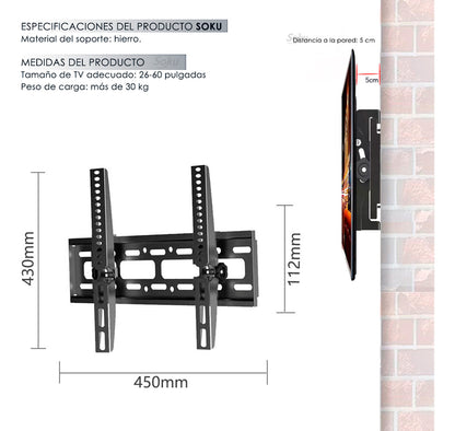 Soku Soporte Base Pantalla Tv 26 A 60 In Extra Firme