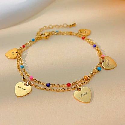 Soku Pulsera Corazón Personalizada Grabado  Acero Titanio