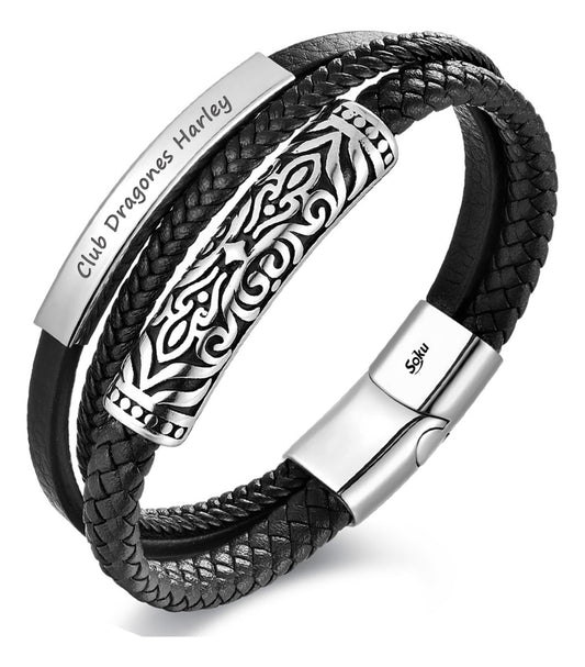 Soku Pulsera Personalizada Inoxidable Got Vintage Micro Piel