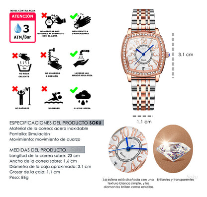 Reloj Inoxidable Brillantes Numeros Grandes Fechador Cx