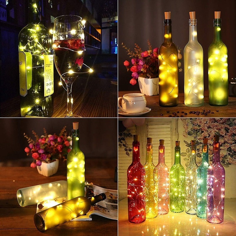 3x Soku Serie Luces Decoración 20 Leds P/botella Vino Corcho