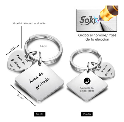 2x Llavero Personalizado Pareja Calendario Fecha Aniversario