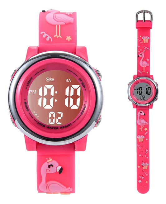 Reloj Infantil Caricaturas 3d Niña Kawaii Contra Agua Led