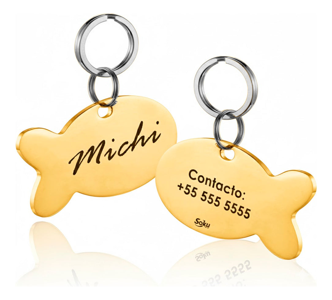 Placa Mascotas  Personalizada  Pez Tag Acero Inoxidable Gato
