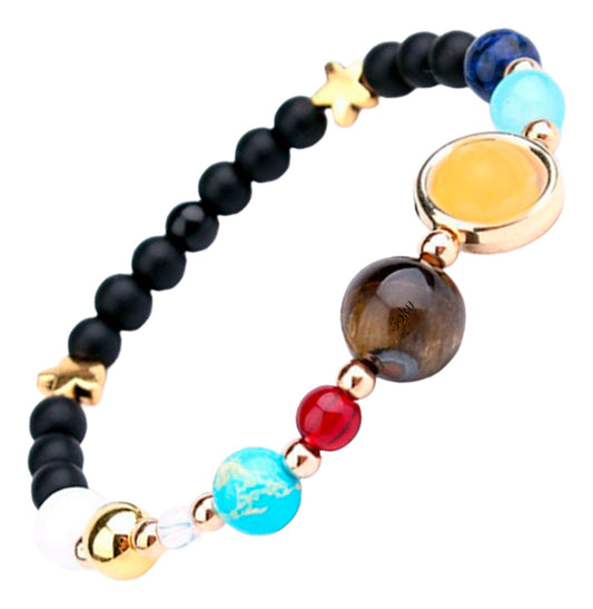 Pulsera De Planetas Sistema Solar Ajustable Cuarzos Universo