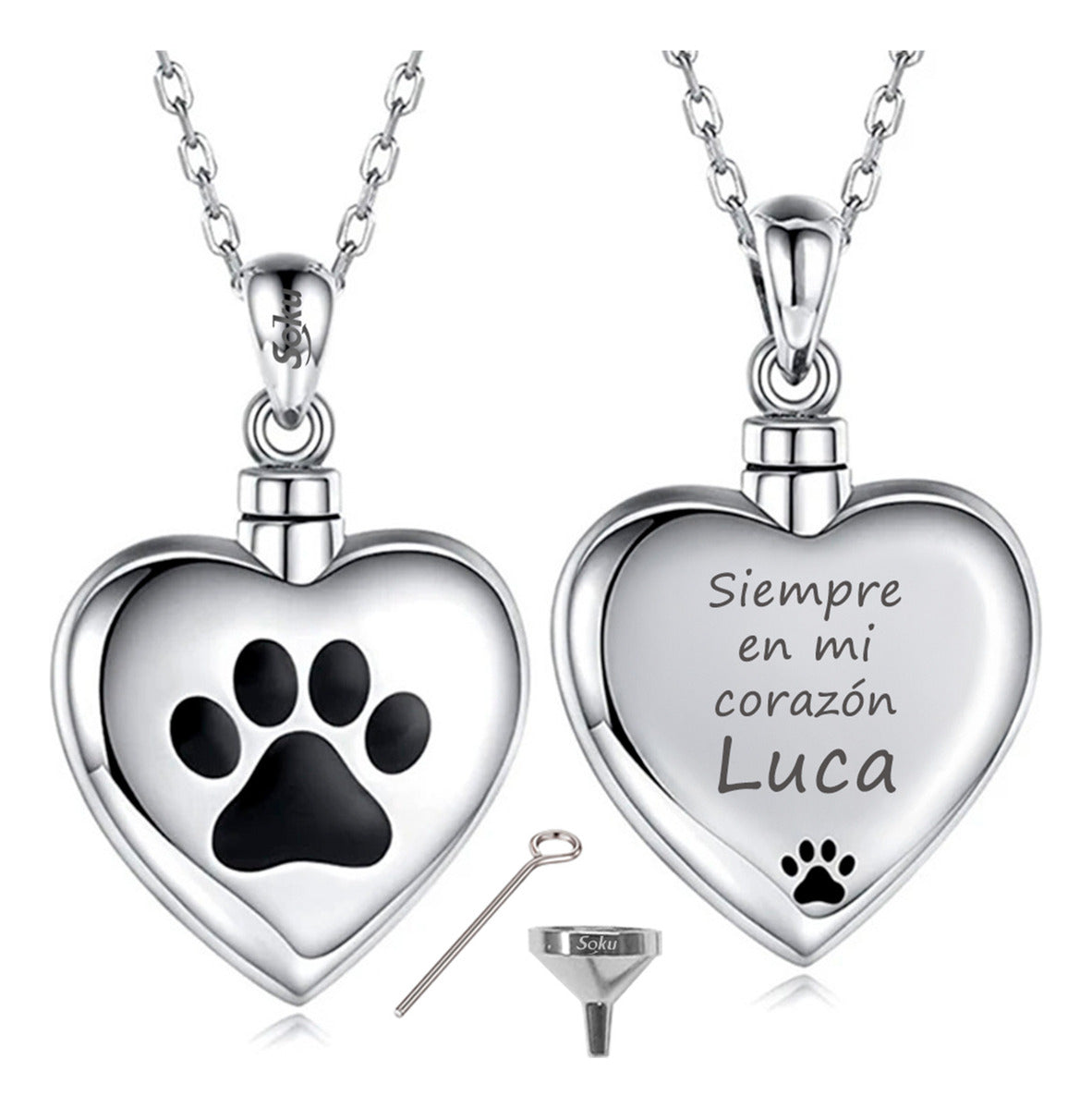 Soku Dije Personalizado 3d Corazon Huella Cenizas Perro Gato