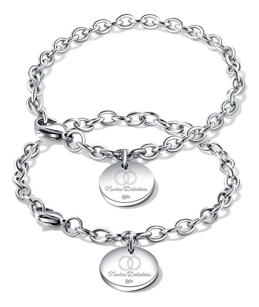 Pulseras Duo Personalizadas Grabado Parejas Acero Titanio