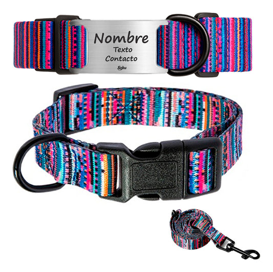 Soku Collar Perro Personalizado Ajustable Correa Mascota