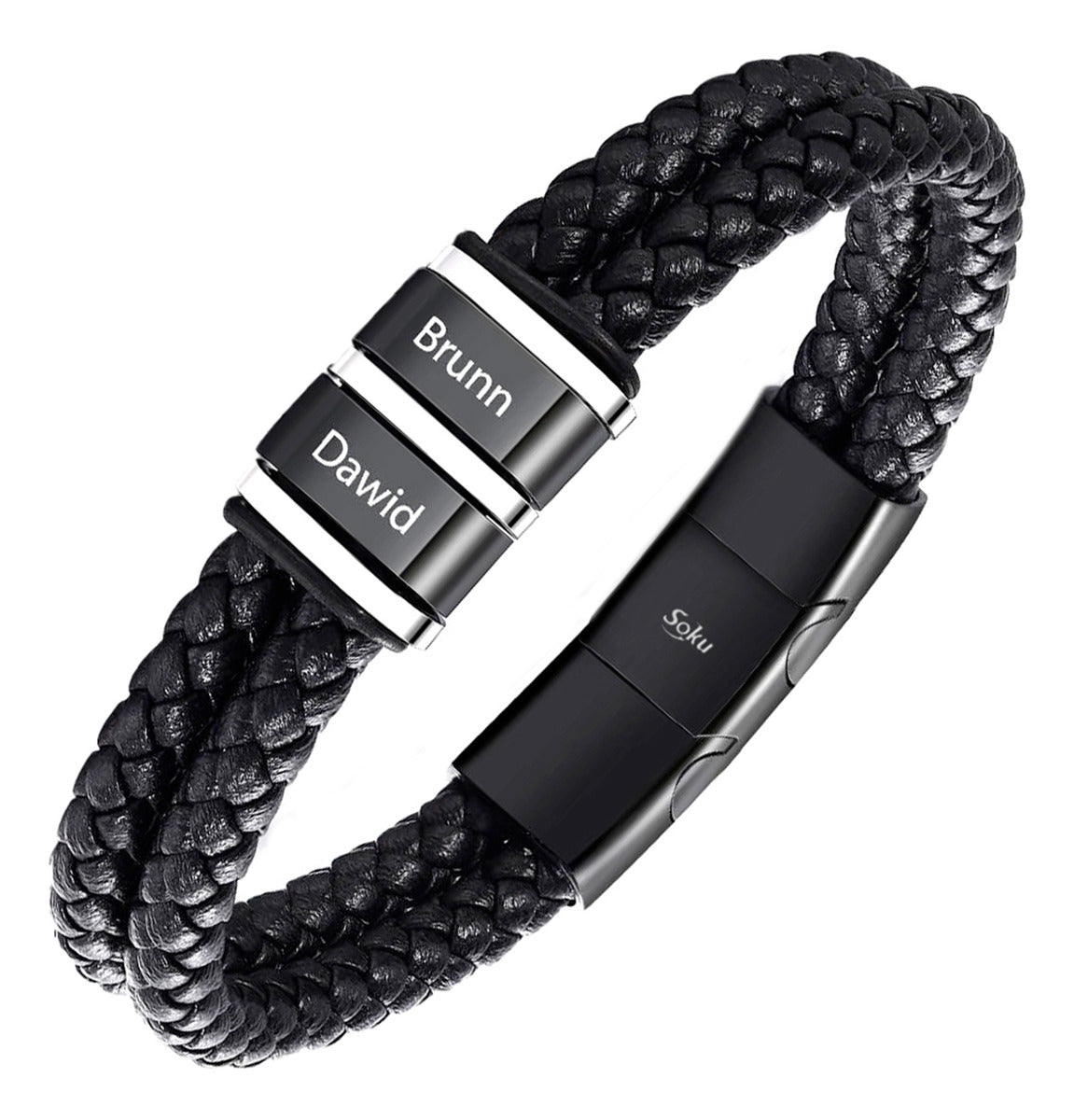 Soku Pulsera Personalizada Piel Acero Inoxidable Titanio