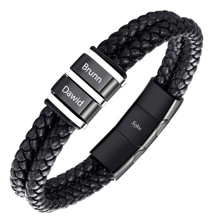 Soku Pulsera Personalizada Piel Acero Inoxidable Titanio