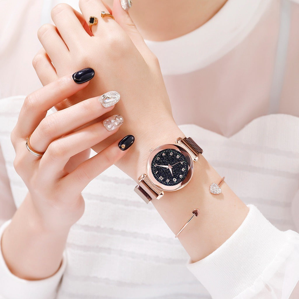 10 Relojes Mayoreo Iman Mujer Metal Magneto Brilla Noche