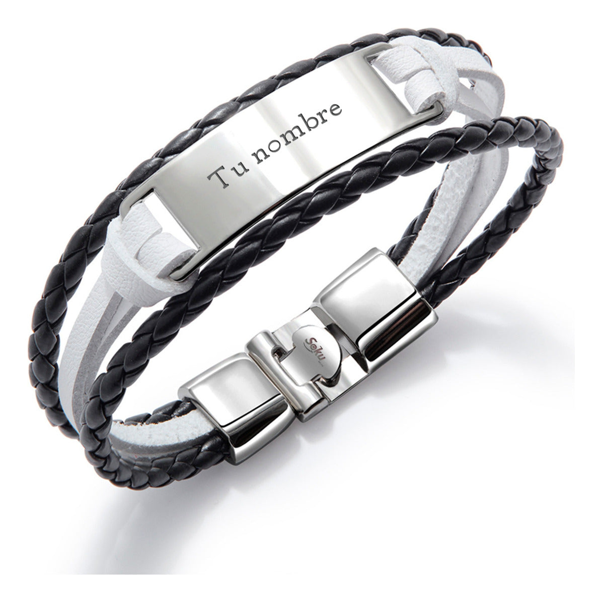 Pulsera Hombre Personalizada Grabado Vintage De Piel Titanio