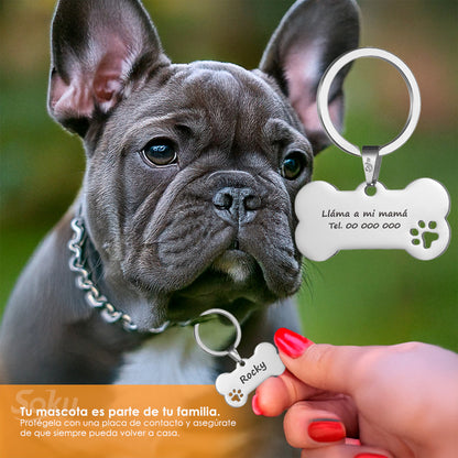 Soku Placa Personalizada Perro Huella Gato Tag Inoxidable