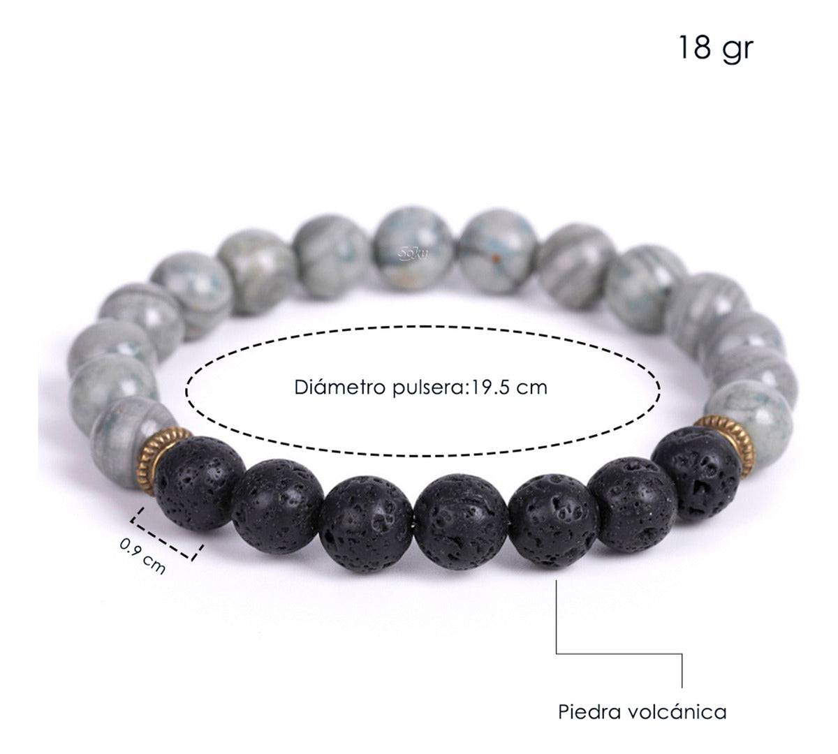 Pulsera Ajustable Lava Dual Balance Natural Yoga Moda