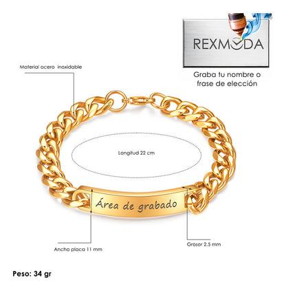 Pulsera Esclava Personalizada Mensaje Inoxidable Rexmoda