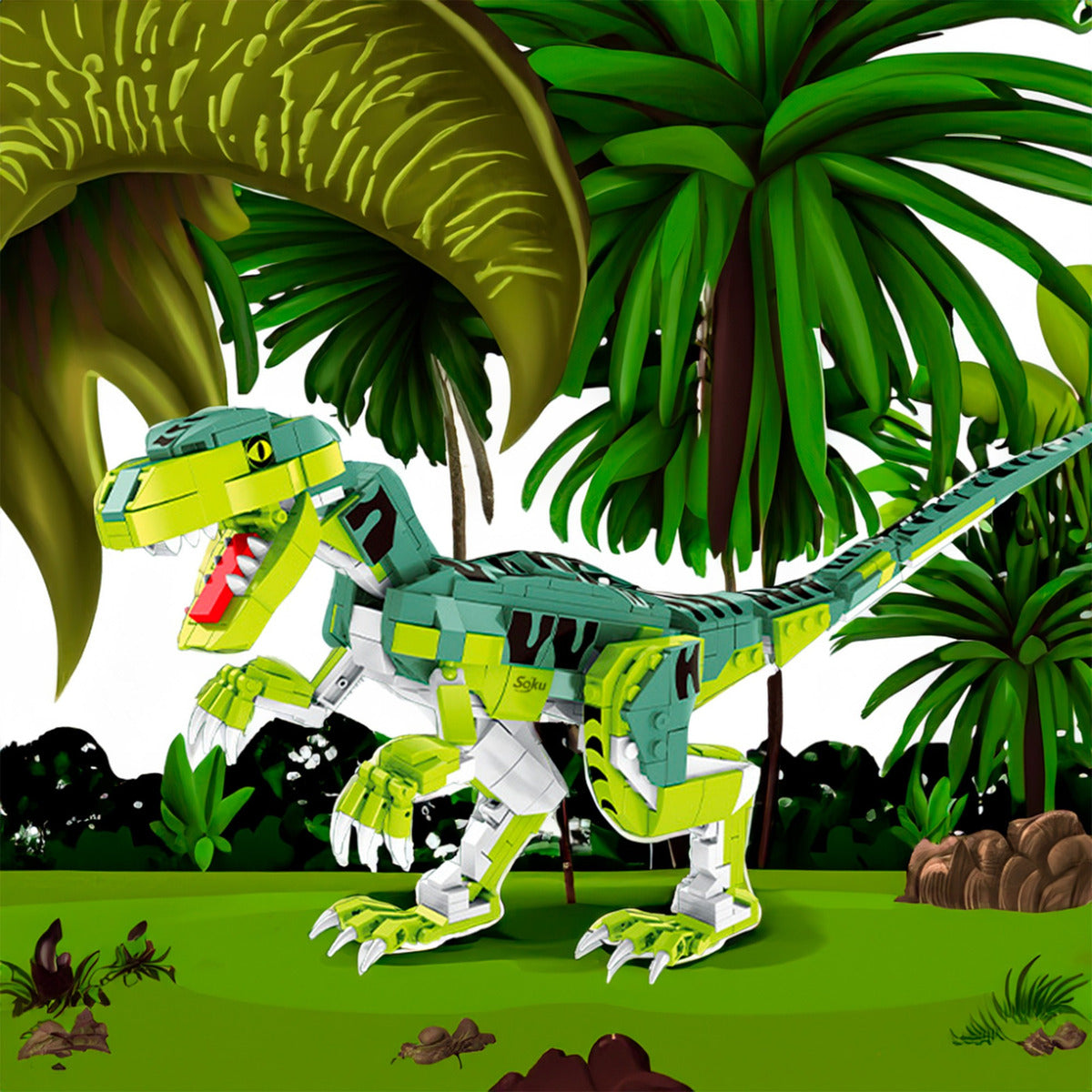 Soku Veloci Raptor Bloques Articulados Dino Coleccionable