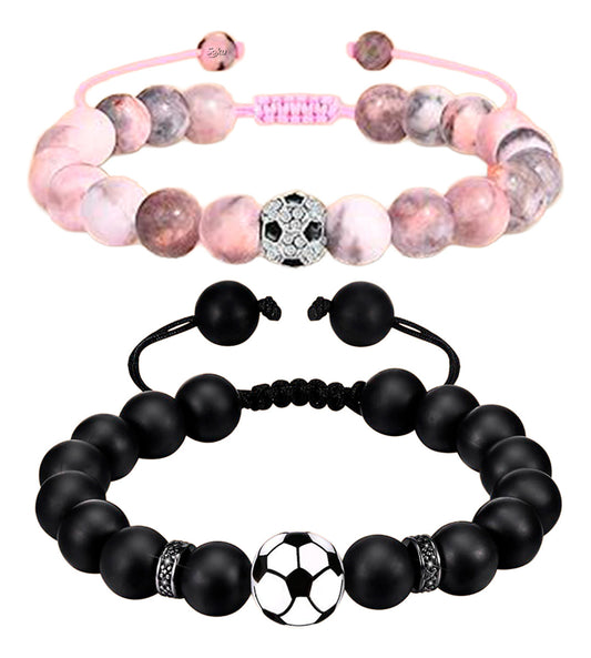 2x Pulsera Fútbol Kawaii Parejas Novios Amor Lunar Soku