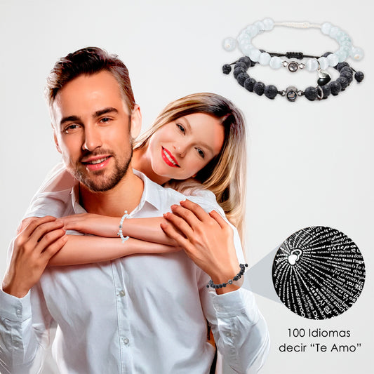 2 Pulseras Parejas Regalo Novios Amor Eterno Piedra Cristal